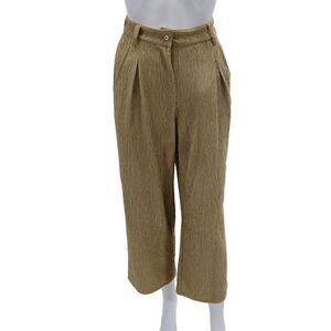 Muze Women Cropped Dress Pants Beige Poly Blend Button Closure Size 26